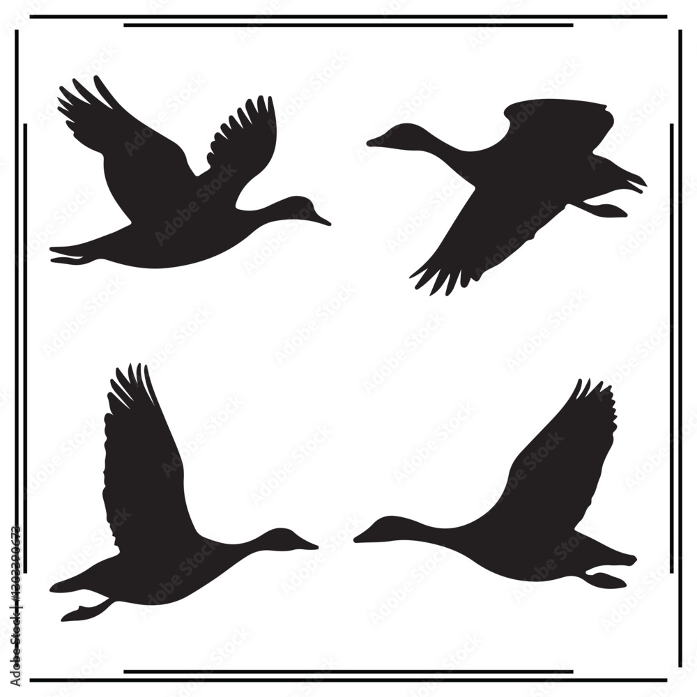 Obraz premium Birds silhouette, Birds illustration , Birds clipart, Birds vector , Birds icon , black Birds, Birds illustration on white background, Birds vector illustration , Birds silhouette illustration,