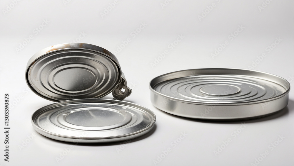 A Side-by-Side View of Closed and Open Aluminum Can Lids, Useful for Packaging Analysis A Side-by-Side View of Closed and Open Aluminum Can Lids, Useful for Packaging Analysis