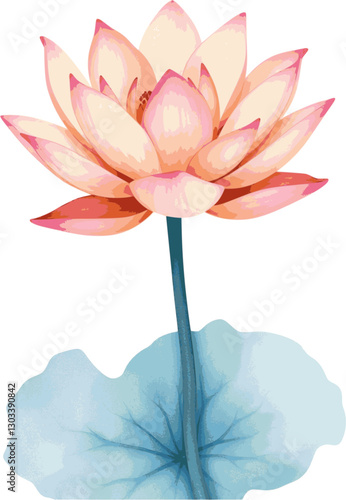 Watercolor lotus flower with pastel tones peaceful botanical artwork.