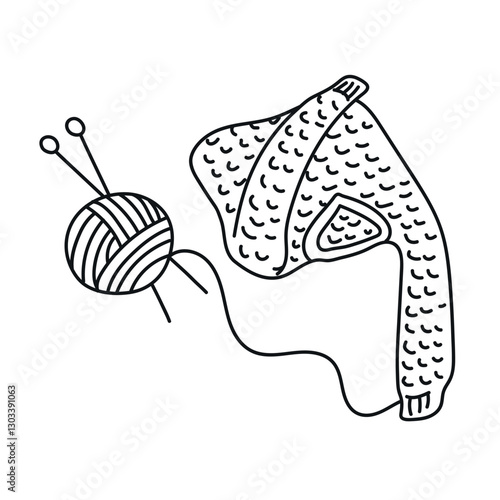 Doodle line art knitting sweater icon clipart avatar logotype isolated illustration