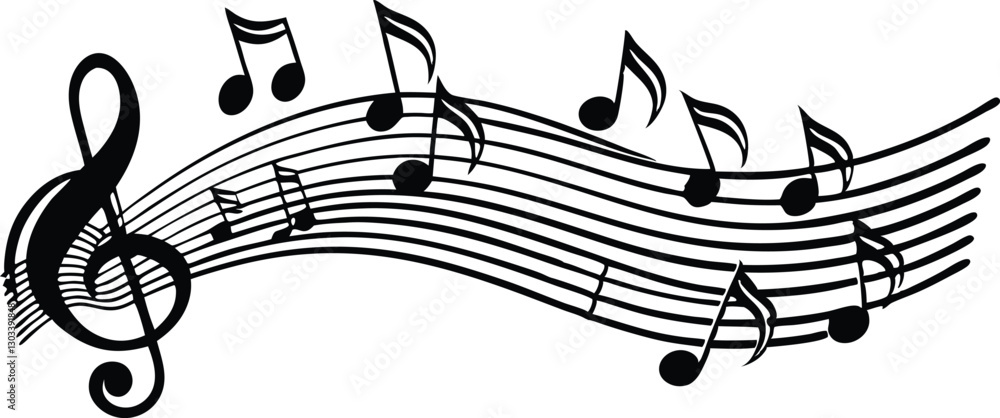 Music Notes Symbol – Vector Illustration of Melody and Rhythm,  Musical Notes Vector – Simple and Elegant Design, Music Symbol Illustration – Melody and Rhythm Icon, Sheet Music Notes
