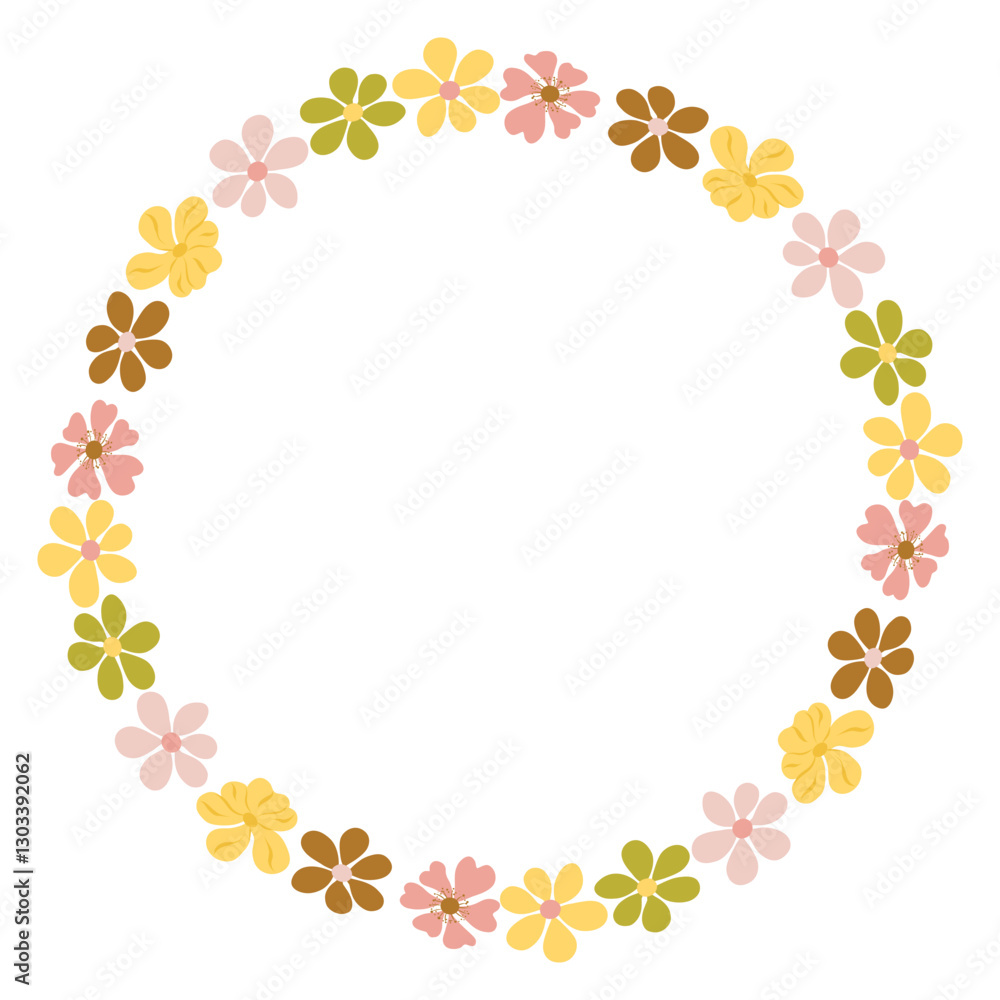 Hand drawn Floral wreath, Hand drawn wild herbs and simple flowers. Botanical illustration Hand drawn Floral wreath, Hand drawn wild herbs and simple flowers. Botanical illustration