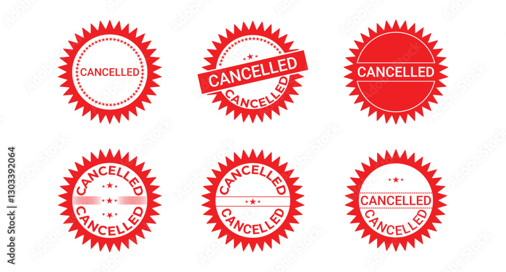 6 100% editable red cancelled stamp set 6 100% editable red cancelled stamp set