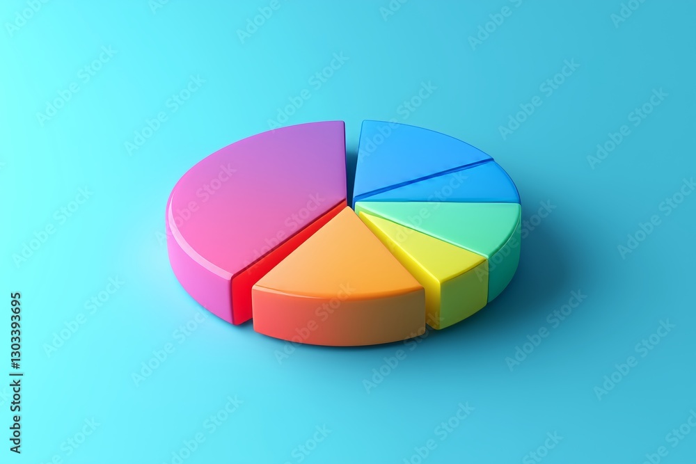 Obraz premium 3D Pie Chart with Gradient Colors for Business Presentations