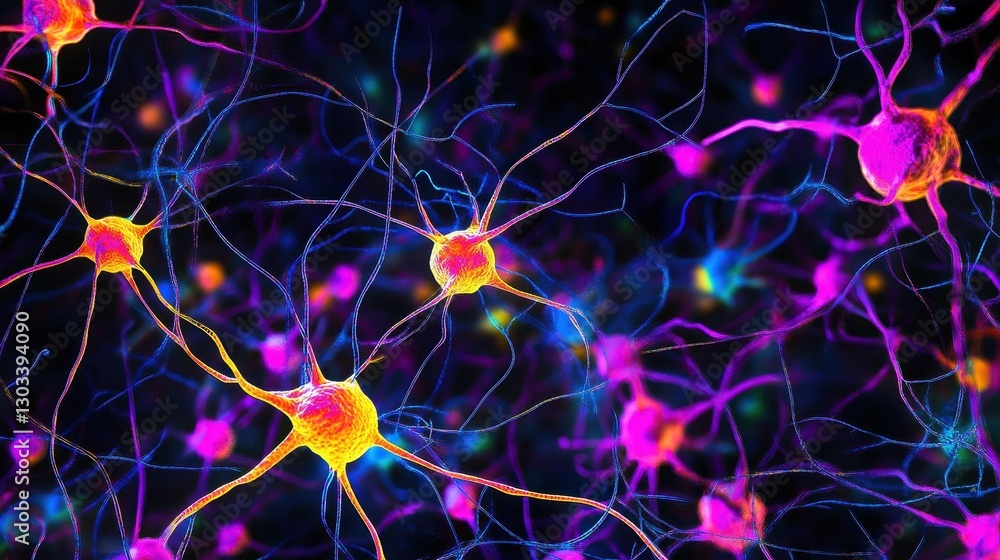 Vibrant Neuron Network Microscopic Brain Cell Anatomy Vibrant Neuron Network Microscopic Brain Cell Anatomy