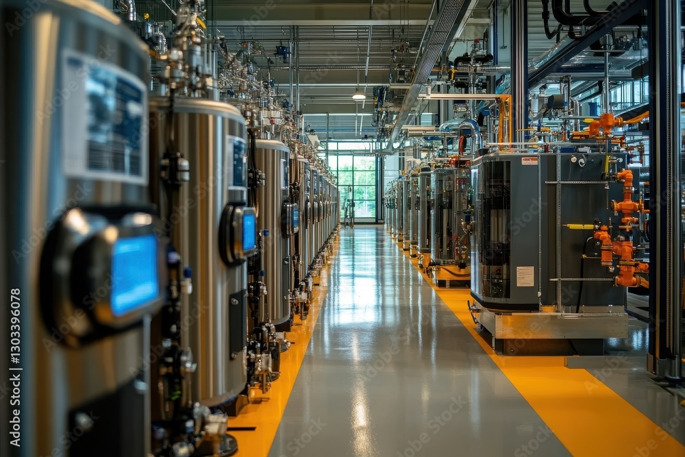 Industrial Plant Interior with Equipment and Processing Machinery in a Clean Modern Environment Industrial Plant Interior with Equipment and Processing Machinery in a Clean Modern Environment