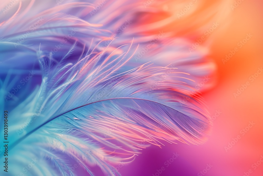 Artistic feather texture with a mesmerizing blend of pink, orange, and blue hues, perfect as a modern abstract background Artistic feather texture with a mesmerizing blend of pink, orange, and blue hues, perfect as a modern abstract background