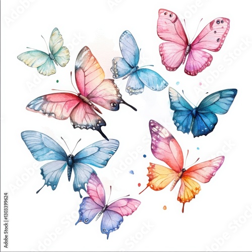 Elegant Hand-Painted Butterflies With Soft Pastel Tones
