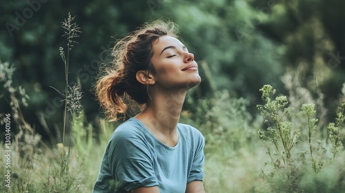 Young Woman Embracing Nature for Mental Wellness and Emotional Well being in the Outdoors