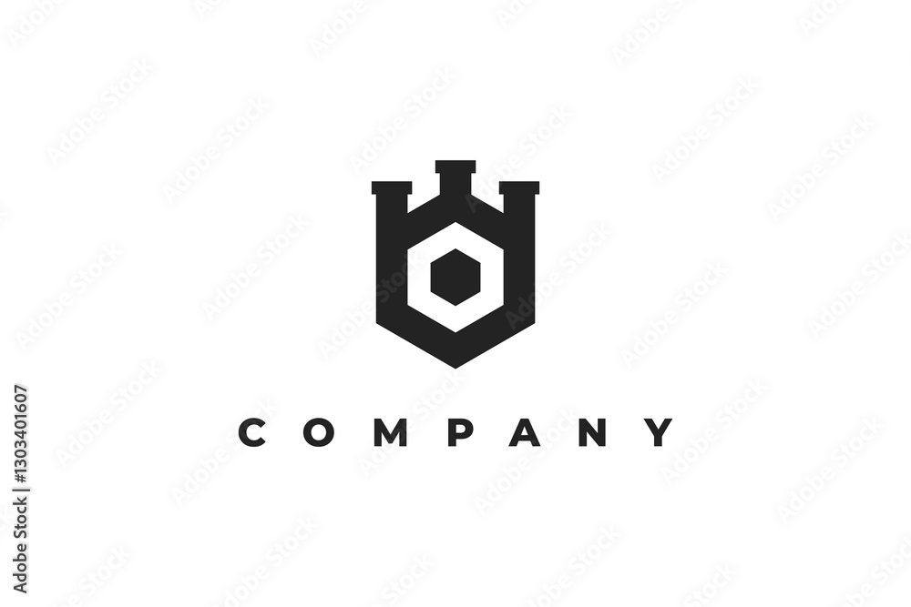 Obraz premium letter o and modern castle logo