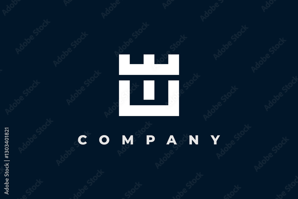 Obraz premium letter w abstract castle logo