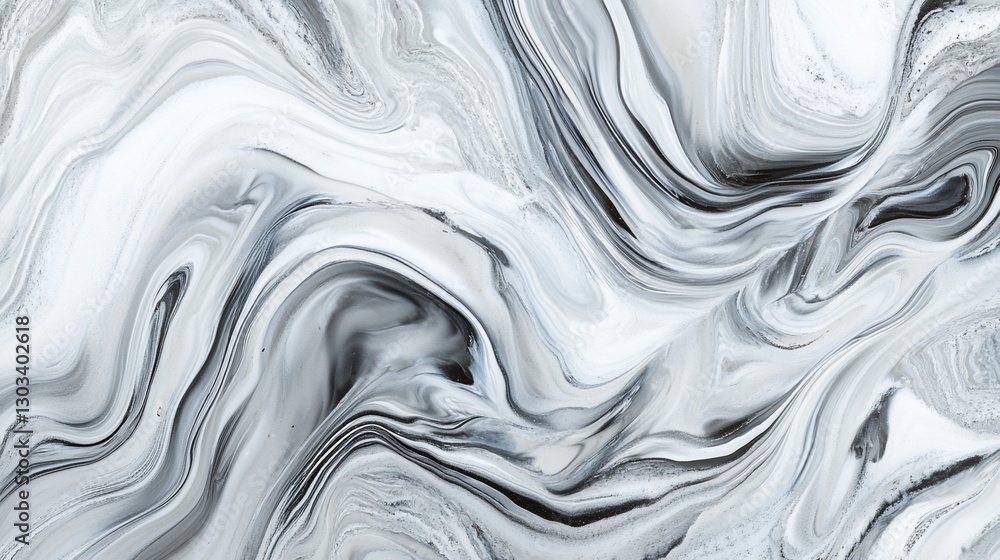 Fototapeta premium Swirling Abstract Black and White Fluid Art Design Texture and Background