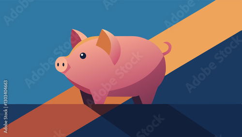 Modern Minimalist Pig Illustration With Gradient Colors, Abstract Geometric Background, Financial Concept, Wealth Growth, Business Investment, Budget Planning, Banking, Digital Art, Vector Design