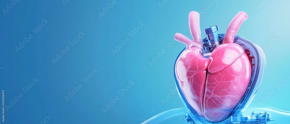 Fototapeta premium A vivid illustration of a human heart showcasing its anatomical details.