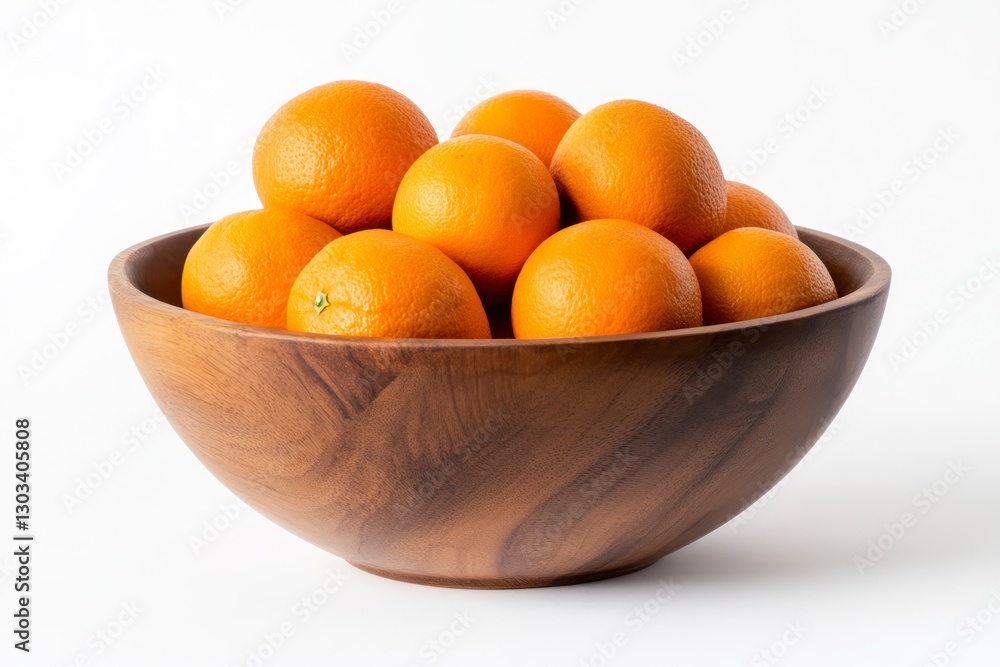 wooden bowl filled with oranges on a white background wooden bowl filled with oranges on a white background