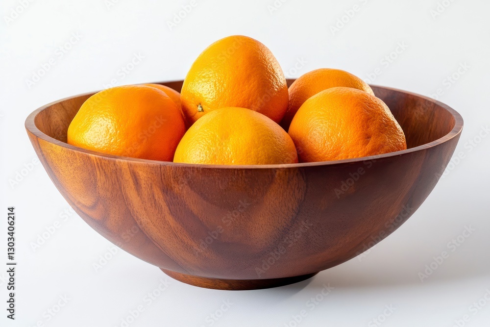 wooden bowl filled with oranges on a white background wooden bowl filled with oranges on a white background