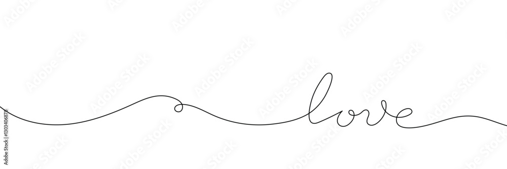Obraz premium Word love with continuous one line drawing, calligraphy, love concept, on white background