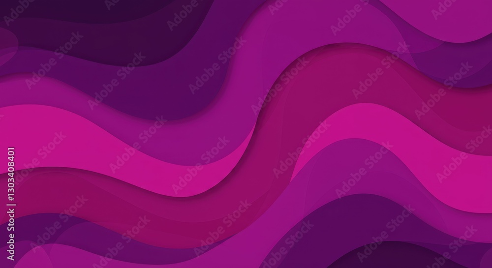 Obraz premium Abstract waves, vibrant purple and magenta, fluid curves, seamless pattern, digital art, smooth gradients, dynamic composition, psychedelic design, undulating shapes, flowing lines, minimalist backgro