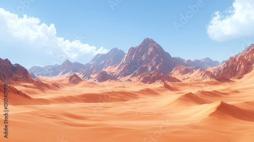 Desert Mountain Landscape, Sunny Day, Expansive View