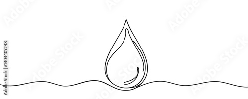 Continuous line drawing of drop. Water drop line icon. One line drawing background. Vector illustration. Water drop Continuous line icon