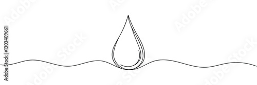 Continuous line drawing of drop. Water drop line icon. One line drawing background. Vector illustration. Water drop Continuous line icon