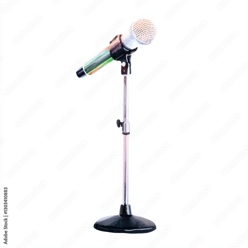 Obraz premium Dynamic watercolor concert scene music venue art illustration vibrant atmosphere audience perspective, isolated on white background