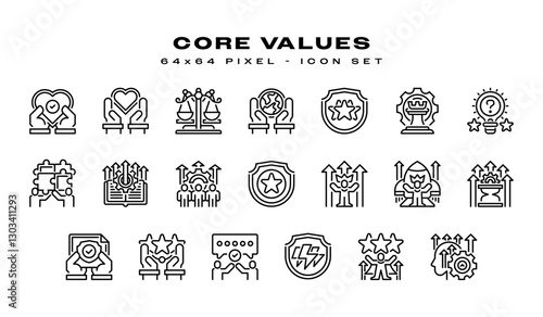 Simple Set of Core Values Related Line Icons. Universal creative premium symbol. Vector sign icon logo template. Vector illustration