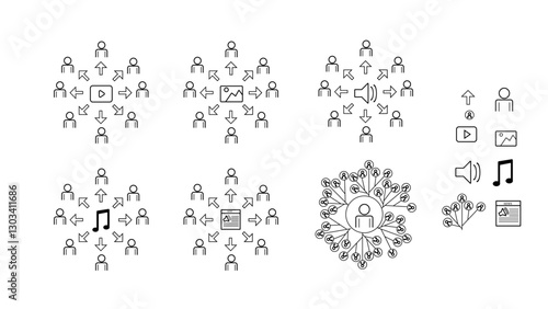 Digital Marketing Line Editable Icons set. Vector illustration in modern thin line style of marketing icons. viral symbol. Editable stroke.	