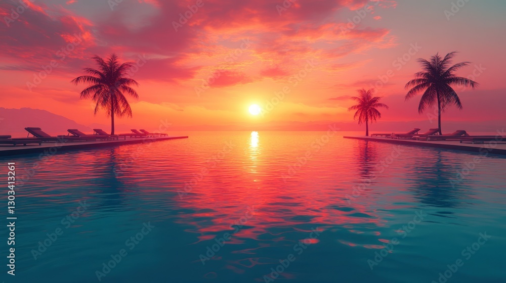 Tropical Sunset Pool Paradise Tropical Sunset Pool Paradise