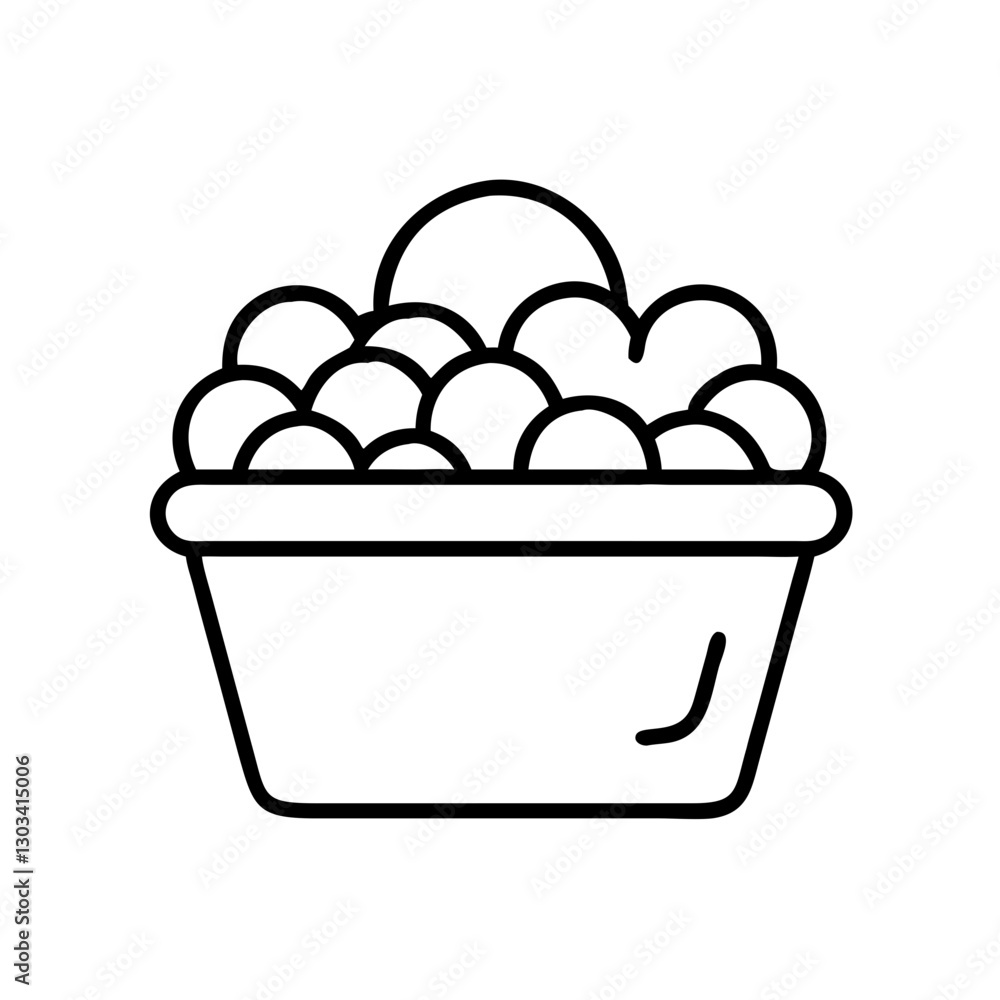Ice cream icon in a bowl with scoops, black outline, modern design Ice cream icon in a bowl with scoops, black outline, modern design