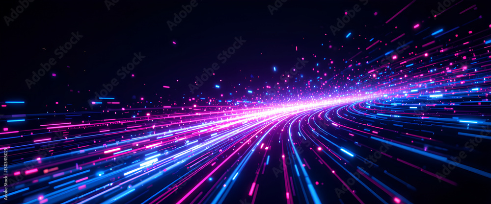 Fototapeta premium Glowing data stream: futuristic digital background for technology and AI