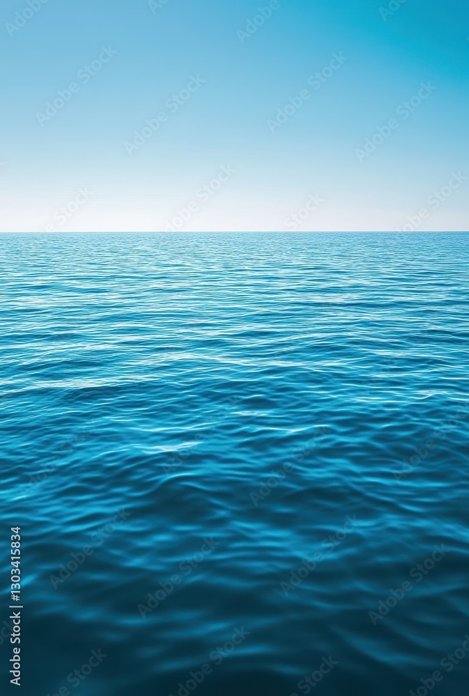 Calm Blue Ocean Waves Under a Clear Sky Reflecting Serenity and Peacefulness in a Tranquil Seascape Ideal for Vacation and Relaxation Themes Calm Blue Ocean Waves Under a Clear Sky Reflecting Serenity and Peacefulness in a Tranquil Seascape Ideal for Vacation and Relaxation Themes