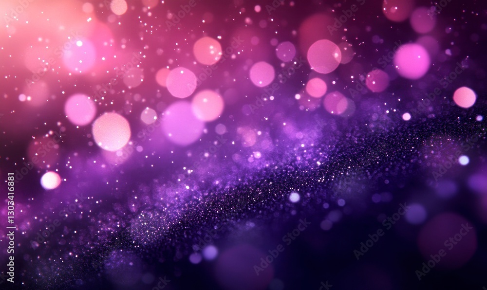 Abstract purple background with blurred lights and particles. Glitter effect, shiny dust in the air. Shiny background design for presentation or party flyer, poster, banner template Abstract purple background with blurred lights and particles. Glitter effect, shiny dust in the air. Shiny background design for presentation or party flyer, poster, banner template