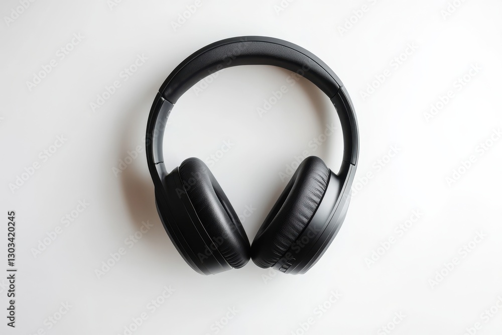 Stylish black wireless headphones on a minimalist white surface in soft light isolated on transparent background Stylish black wireless headphones on a minimalist white surface in soft light isolated on transparent background