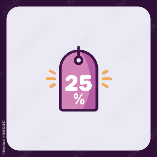 Vibrant 25 Percent Discount Tag for Promotional Marketing Graphics