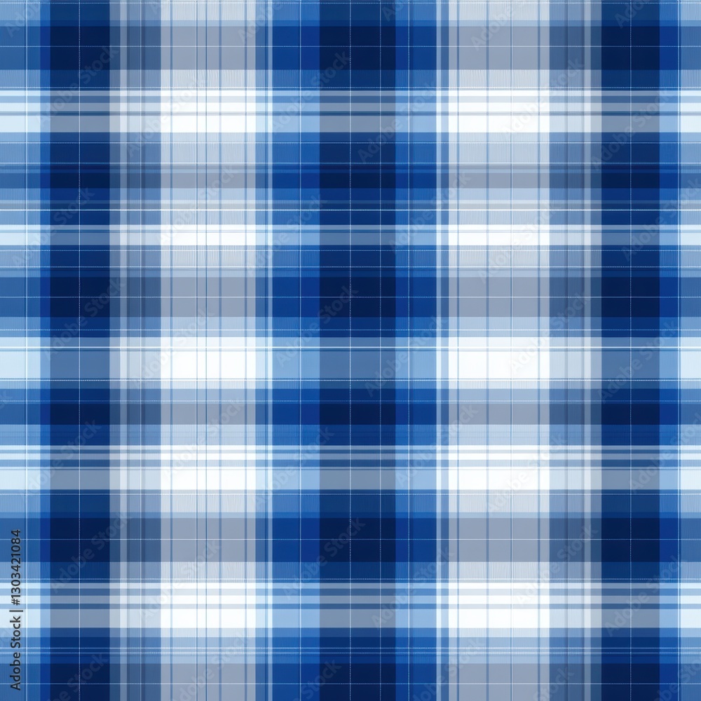Fototapeta premium A vibrant blue plaid pattern, ideal for backgrounds, textiles, or branding materials, Its modern aesthetic makes it suitable for fashion, home decor, and graphic design projects,