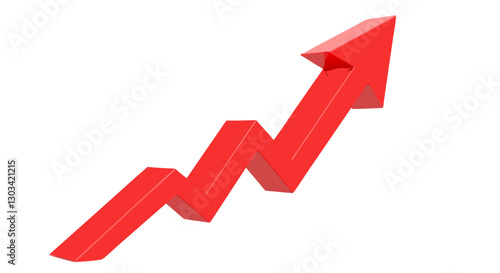 Flecha curvada roja de crecimiento hacia arriba png, vector. Indicador de crecimiento, símbolo aislado sobre fondo transparente  svg