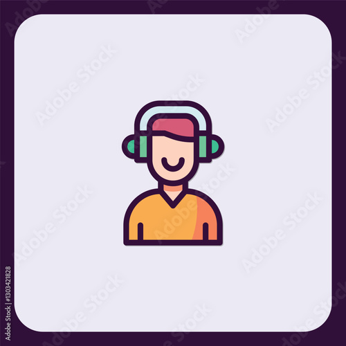 Creative vector art of a person wearing headphones minimal design