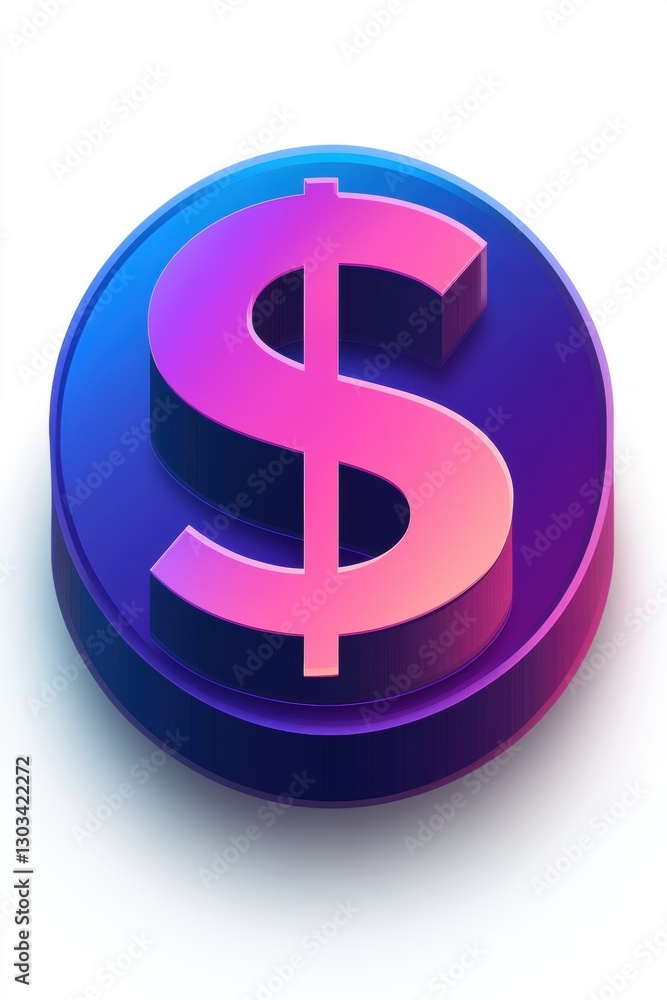 Obraz premium A sleek, modern green app icon with a 3D dollar sign. The glossy, rounded square design symbolizes finance, budgeting, and savings, ideal for financial applications.