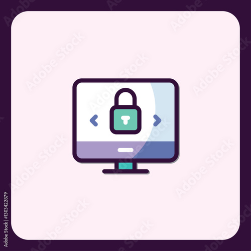 Secure Digital Access: Computer Display with Padlock for Data Protection