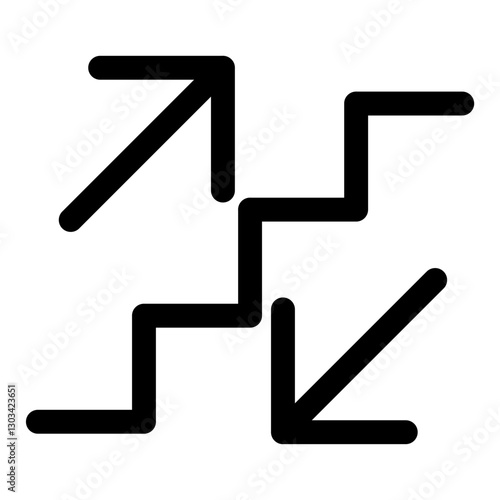 Stairs up and down arrow graph sign icon. Flat web walk step design vector illustration .