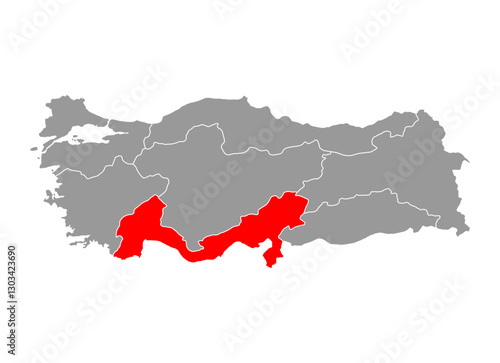 Mediterranean Region of Turkey map symbol shape, travel web concept icon vector illustration .
