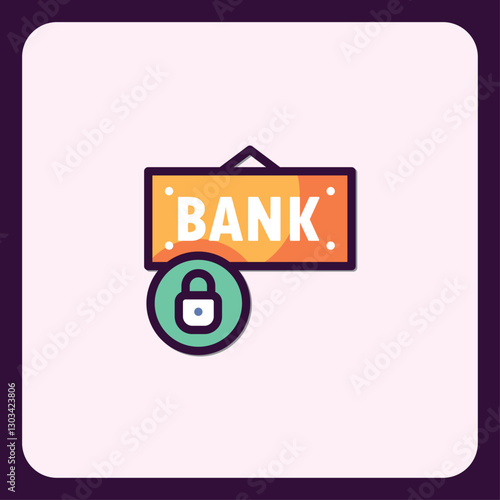 Stylized bank icon with security lock conveying financial protection concept