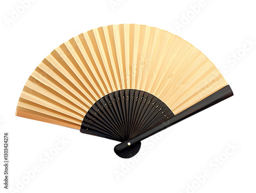 Handheld fan   light beige and black  isolated