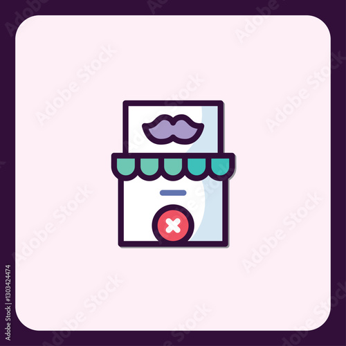 Stylized Barber Shop Icon with a Cancellation Mark, Modern and Minimalist