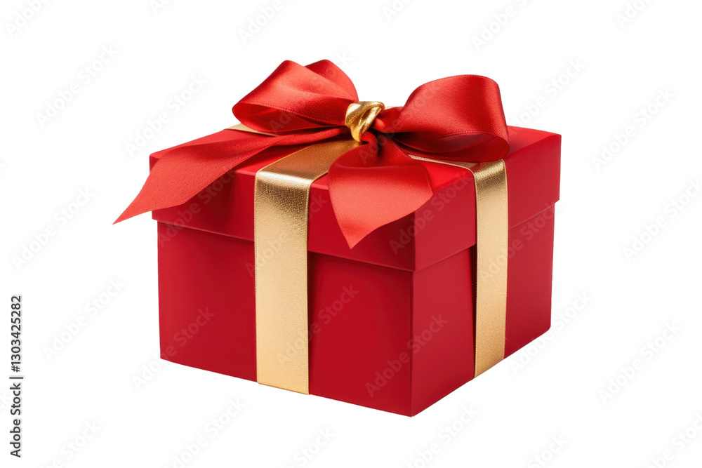 Obraz premium red christmas gift box isolated on white or transparent png