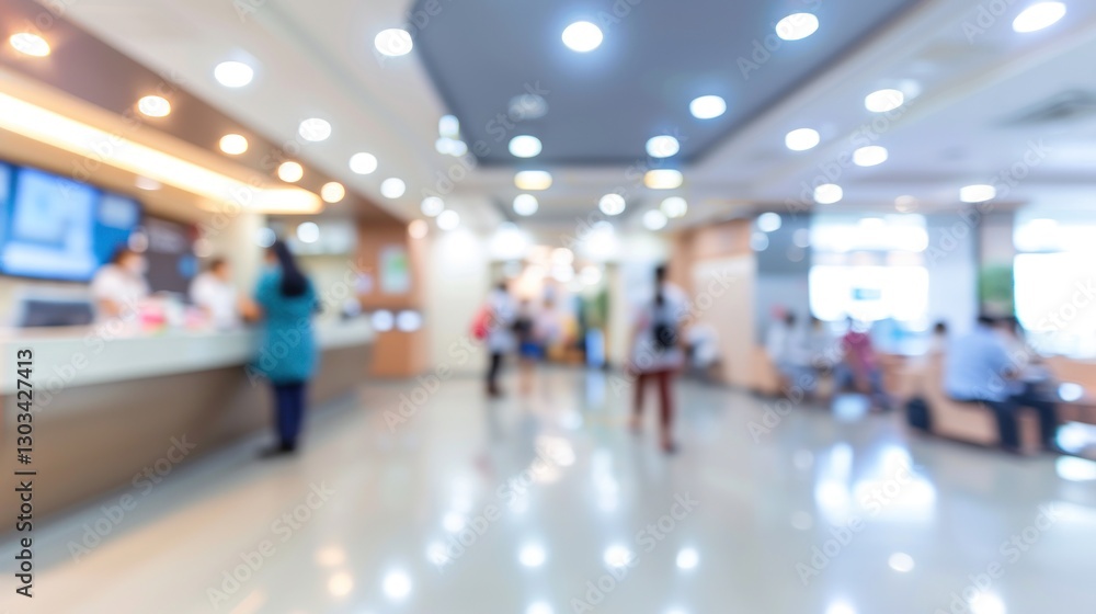 Blurred Hospital Lobby: Patients and Staff in Motion Blurred Hospital Lobby: Patients and Staff in Motion