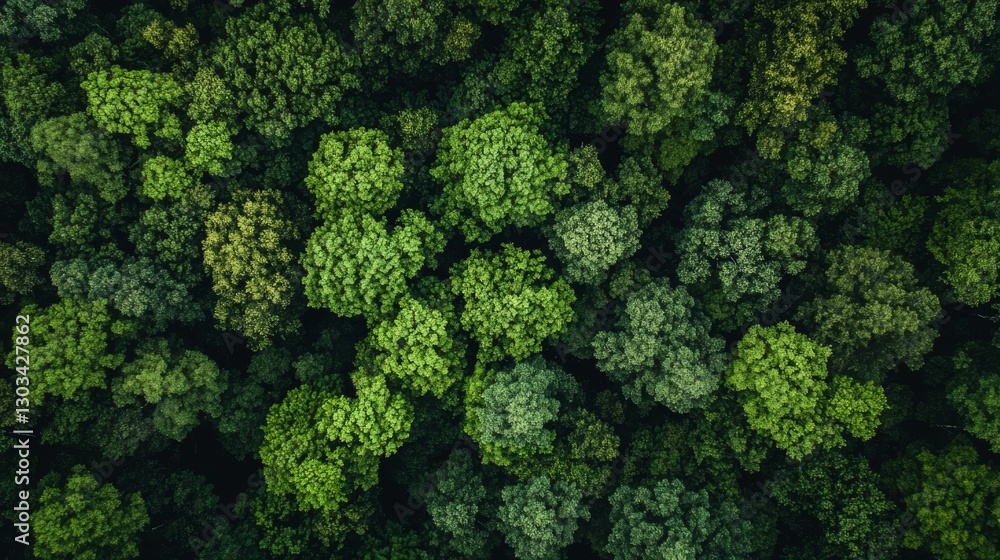 Naklejka premium A high-flying picture of a lush green forest. Shows how important nature is.