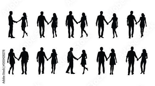 Romantic Couple Silhouette - Love and Affection Vector