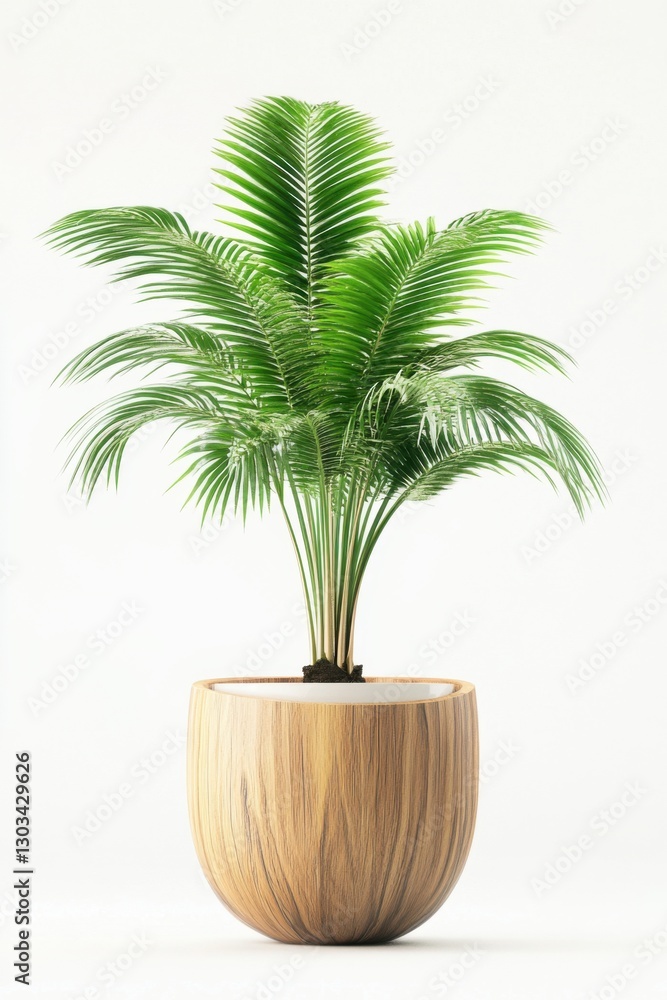 Obraz premium Potted palm plant isolated on a white background